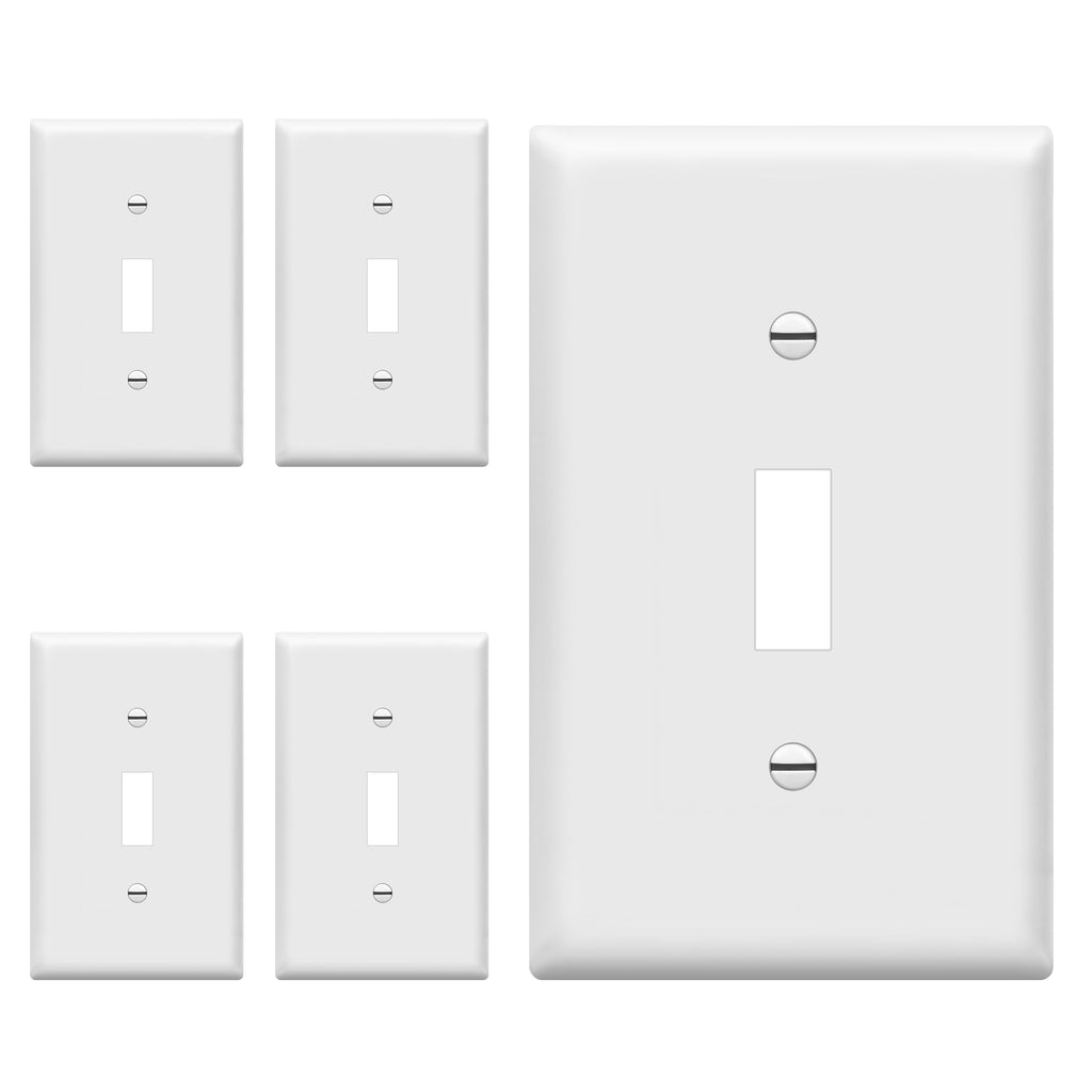 ENERLITES 5 Pack Light Switch Cover Plate for Toggle Wall Switch, White