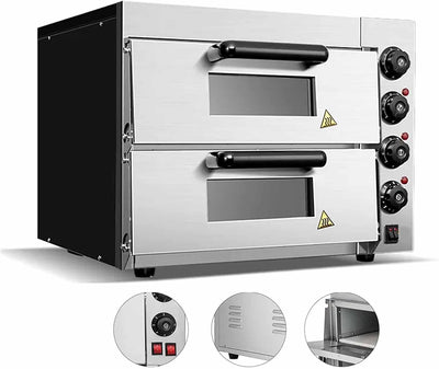 Commercial Pizza Oven Double-Deck Stainless Steel PCountertop Electric 16" Pizza Oven, 3000W 220V