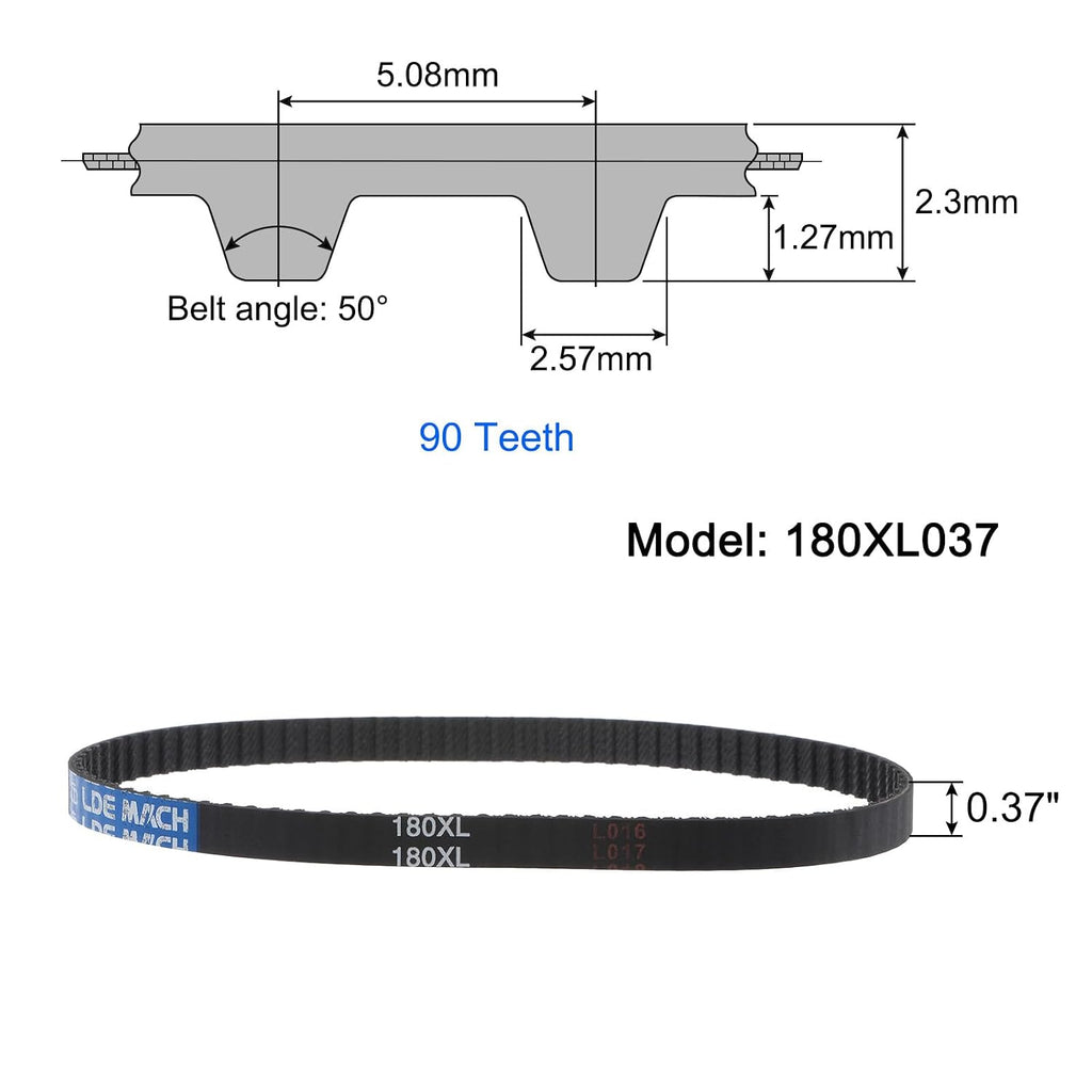 uxcell 2pcs 180XL 037 Timing Belt 90 Teeth Rubber Geared Cogged Belt