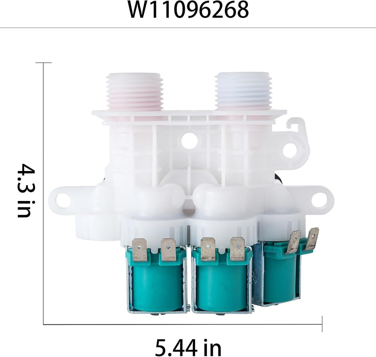 Washer Water Inlet Valve for Maytag MVW6230HW2/1/0, MVW6200KW2/1/0, Whirlpool (cabrio) WTW8127LC0，WTW8040DW4/3/2/1/0, WTW7000DW4/3/2/1/0, WTW7300DW2/1/0, WTW7040DW2/1/0 Replacement.