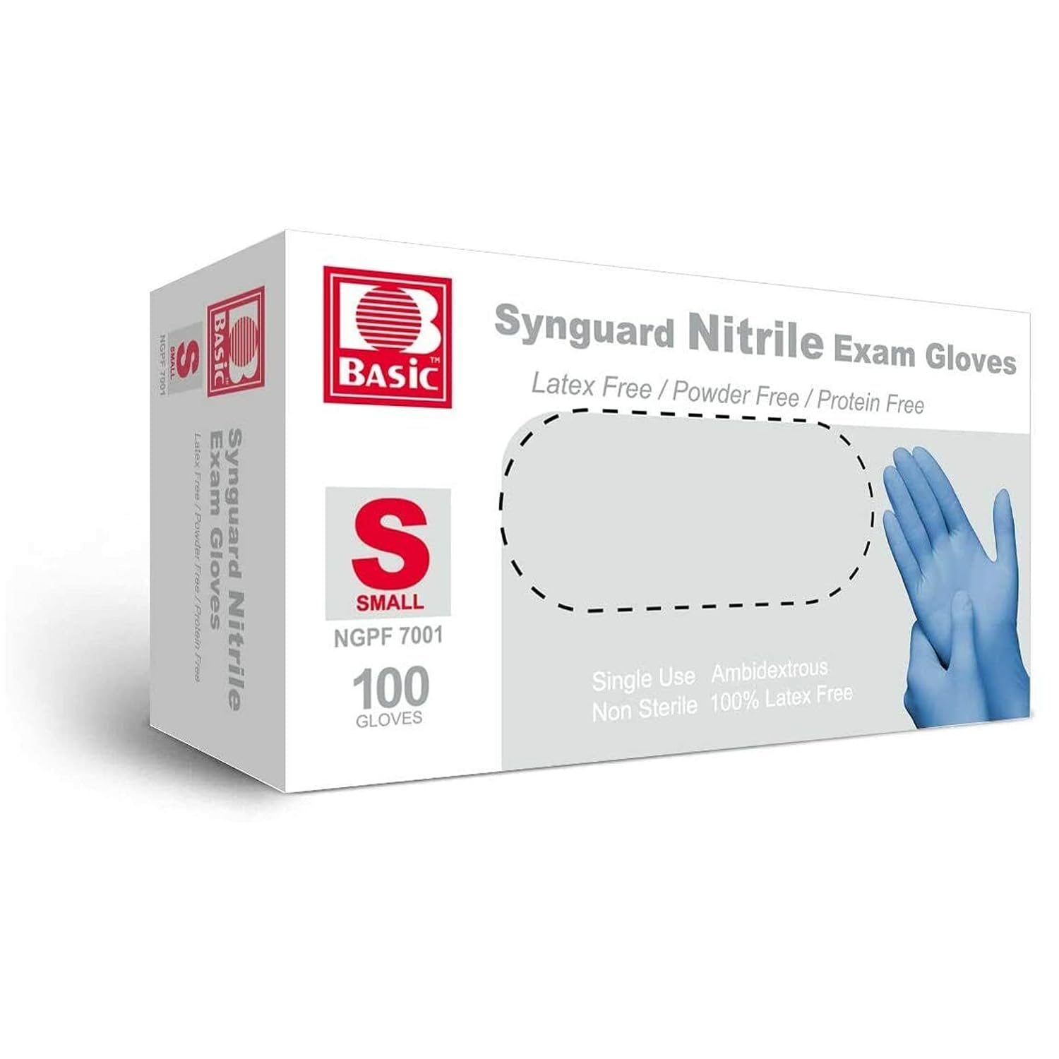 Medical Nitrile Exam Gloves (Small) 1 Boxes 100 Gloves,Blue,NGPF-7001