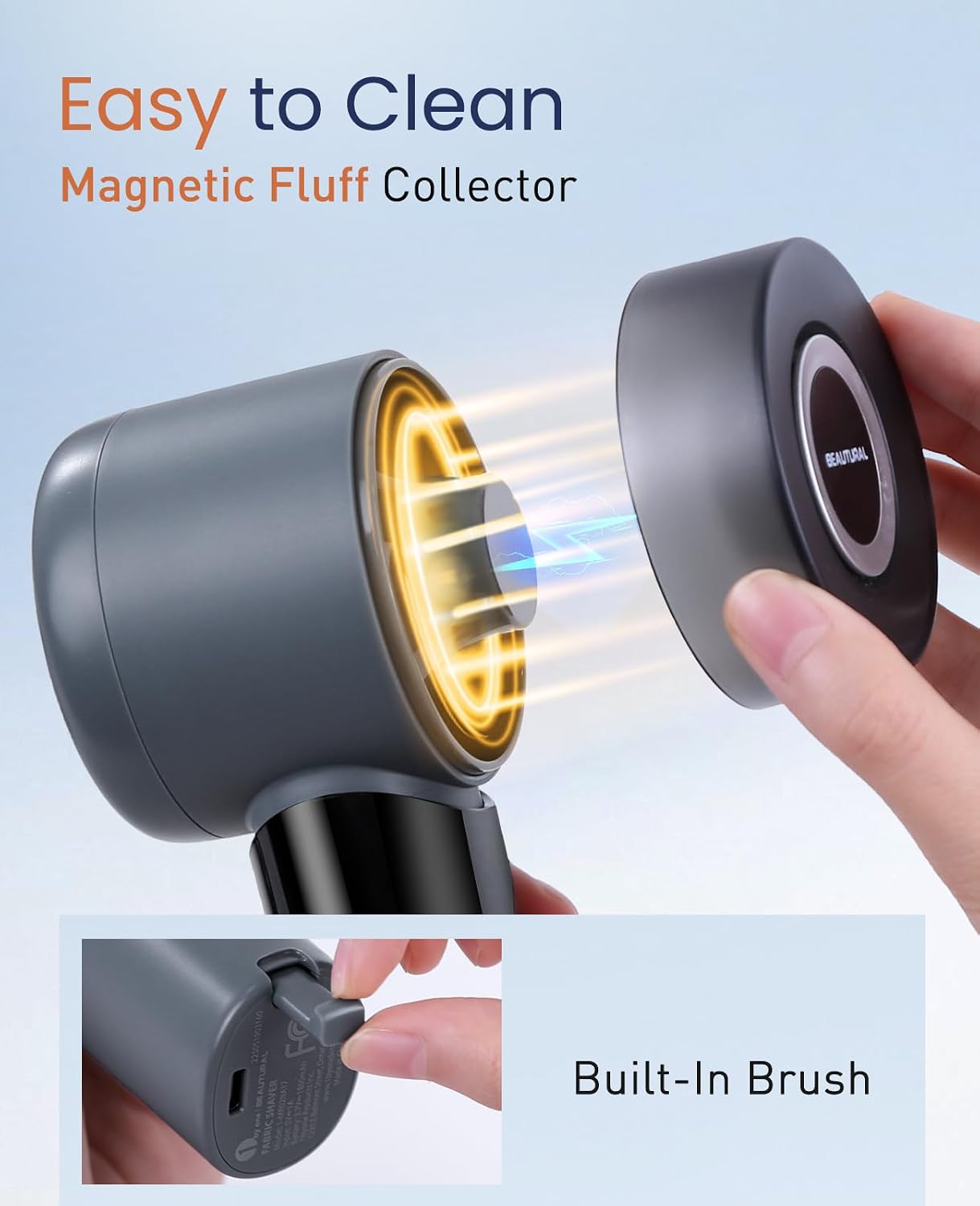 Fabric Shaver and Lint Remover, Rechargeable Sweater Defuzzer | LED Display, 3-Speed Settings, 6 Leaf Blades