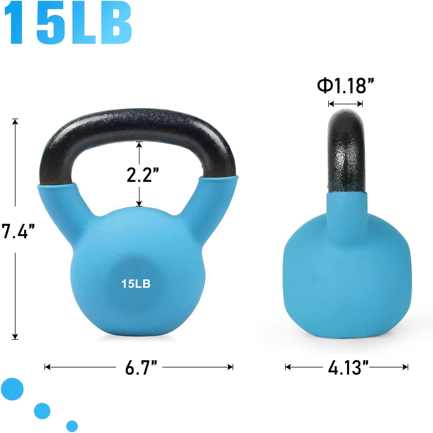 Neoprene Coated Kettlebell Weight Set, Solid Cast Iron