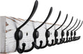 32.2'' Large Coat Rack Wall Mount Coat Hooks with 8 Metal Black Triple-Hooks Old White Pine Real Wood Plank Hat Rack