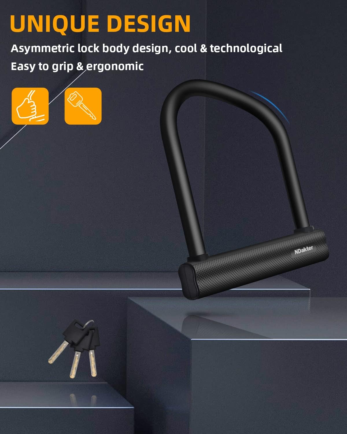 Bike Locks Heavy Duty Anti Theft 18mm Thick, Motorcycle U Lock with 4FT x 6mm Security Chain, 3Keys Large U-Shape