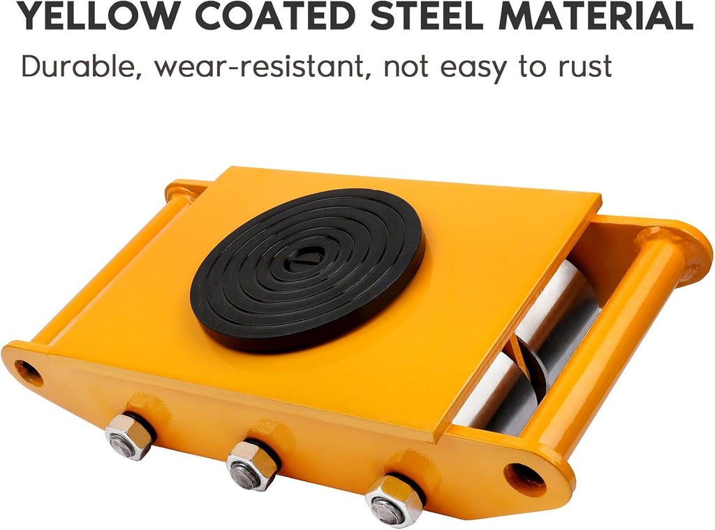 8T Machinery Skate Dolly with 360° Rotation Cap and 6 Steel Wheels | 17600lbs Load Capacity, Heavy Duty Machine Dolly