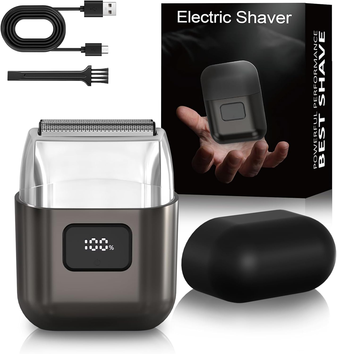 Electric Foil Shaver for Men, Mini Face Razor, 3 Floating Blades | LED Display, 2-Speed Modes, Wet & Dry Use, IPX7
