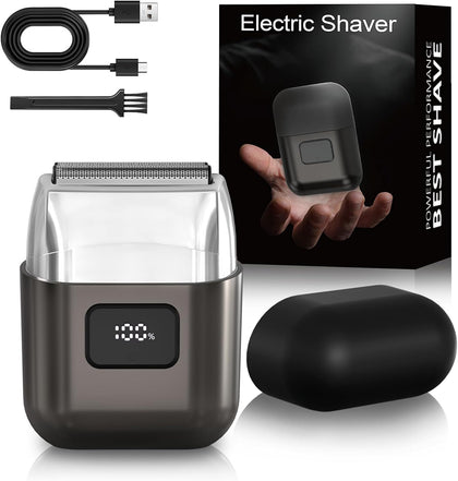 Electric Foil Shaver for Men, Mini Face Razor, 3 Floating Blades | LED Display, 2-Speed Modes, Wet & Dry Use, IPX7