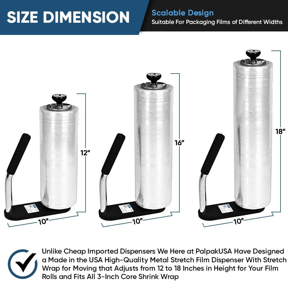 300 BACKSAVER - Best Selling Stretch Film Dispenser with Extended Handle, Industrial Strength for Packing Wrap, Holds