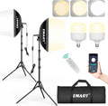 Softbox Photography Lighting Kit 2Pack 50W LED 16"x16" Pull Soft Box | 3000K-6000K LED Bulb with Remote/APP Control