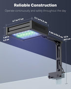 50 W Saltwater Aquarium Light for SPS & LPS Corals, Clip-On Dimmable LED Reef Light with Adjustable Brightness