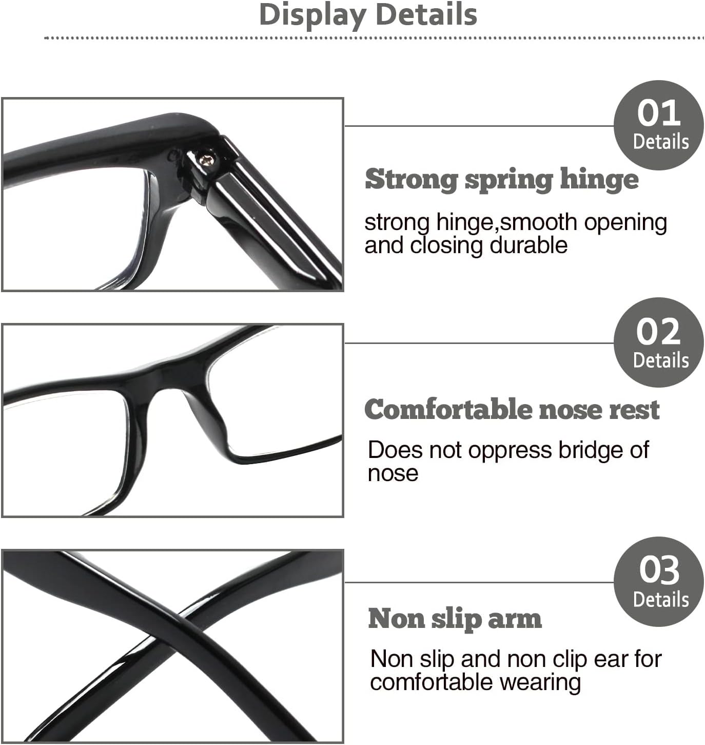 6 Pack Reading Glasses Traditional Frames for Men and Women Readers with Spring Loaded Hinges