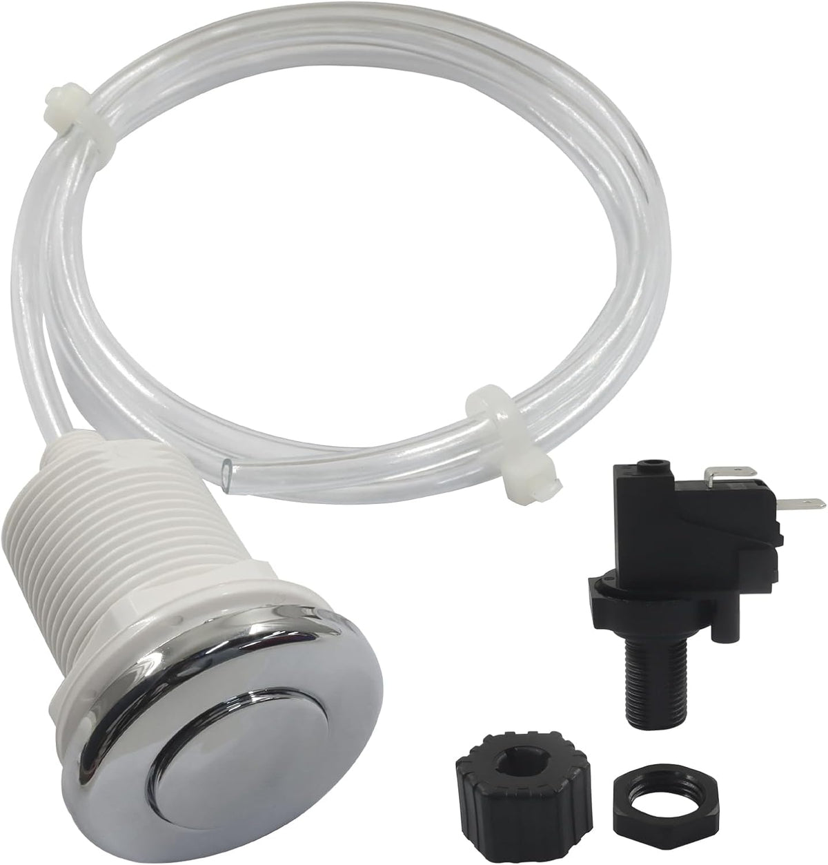 Hot Tub Air Switch Kit, Polished Chrome Button with 1M Hose