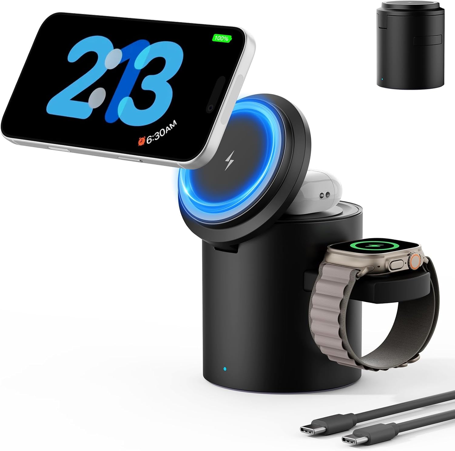 2026 Portable MagSafe Charger,3 in 1 Charging Station Apple,iPhone Charger | Foldable Wireless Charger ,15W Fast