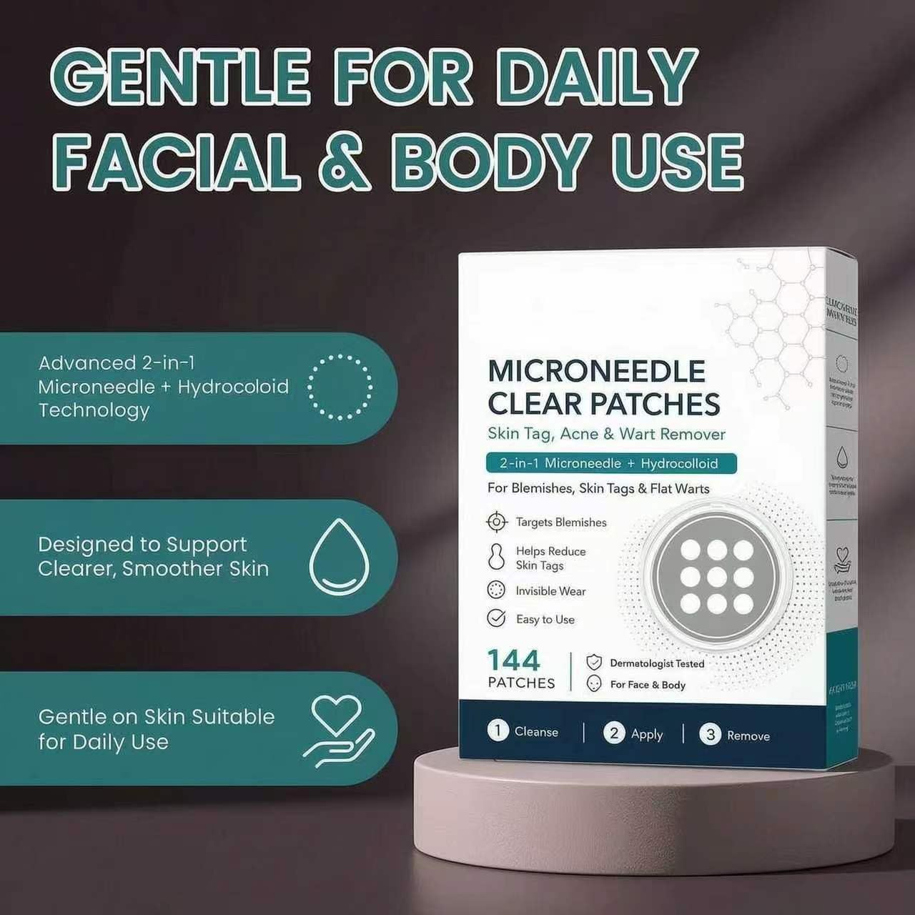 Microdart Acne Patches 2-in-1 Hydrocolloid, Invisible Spot Treatment for Men & Women, All Skin Types