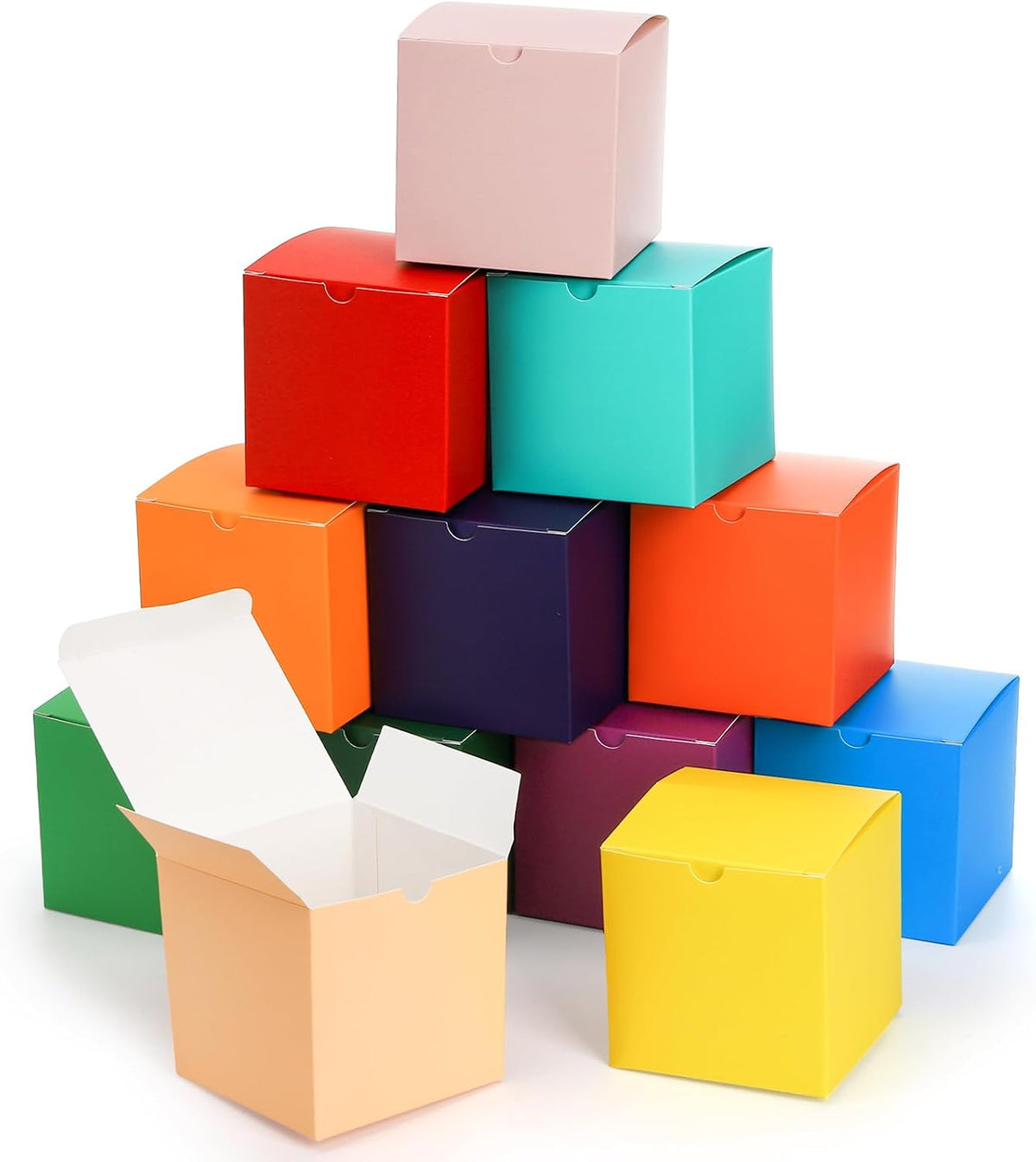 60 Pack 4x4x4 Inch Gift Boxes with Lids, 12 Colors