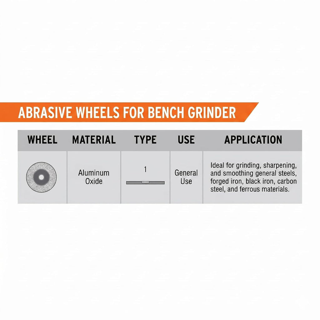 Truper 8-Inch Bench Grinding Wheel, 1-Inch Width, 60 Grit Aluminum Oxide, Heavy-Duty Sharpening and Deburring Wheel (Model PIES-8160/16412)