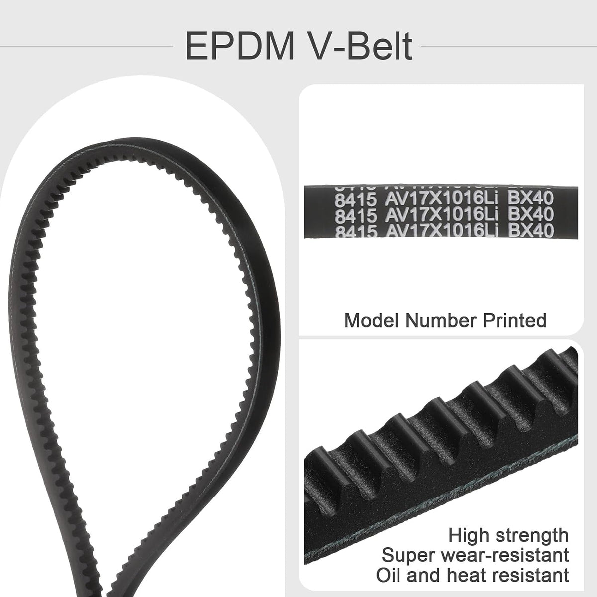 uxcell BX40 EPDM V-Belt, Raw Edge Cogged Industrial Rubber V Belt 0.67" Width x 40" Inside Circumference