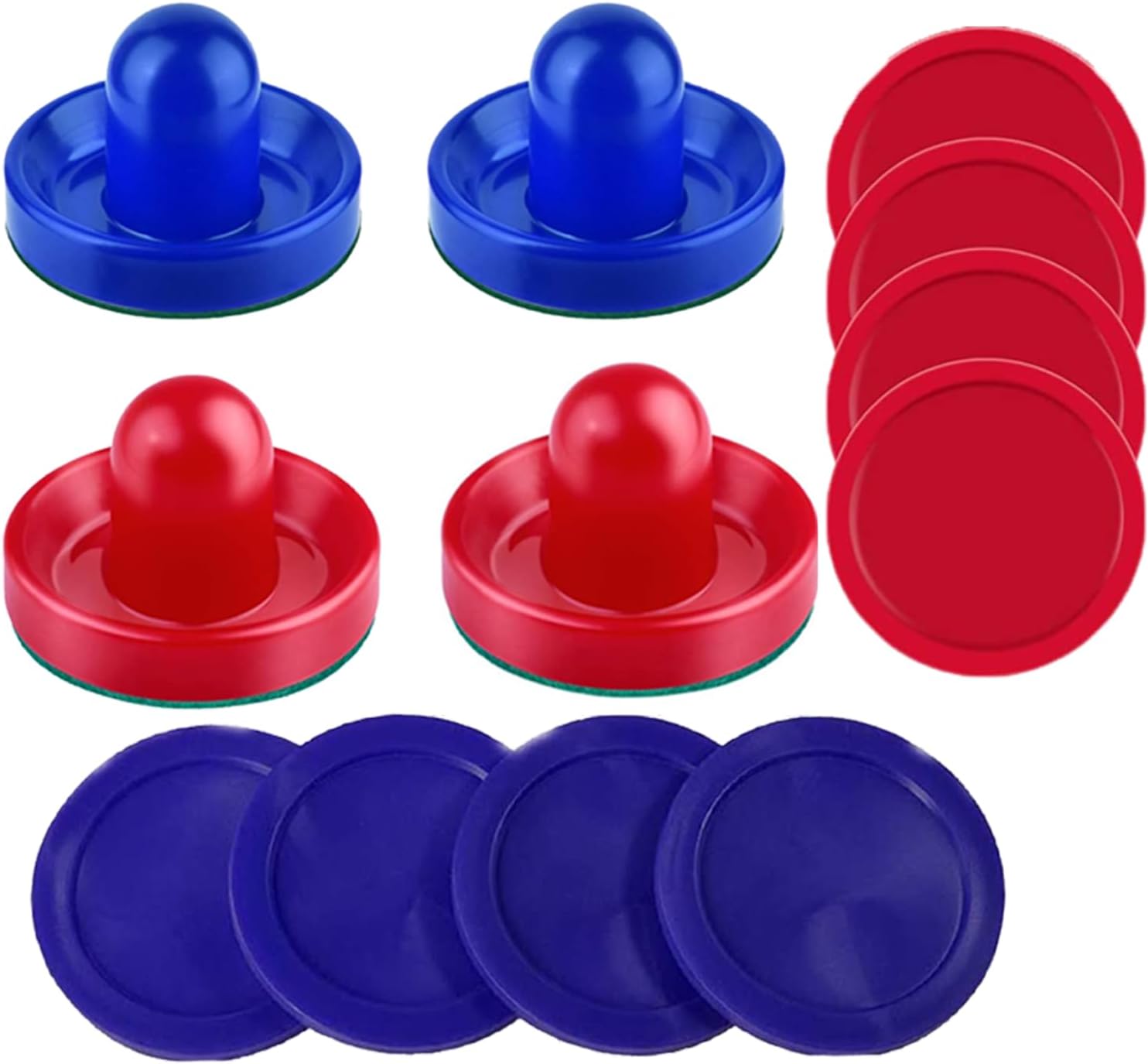 Air Hockey Pucks and Paddles Set with Replacement Accessories | 4 Red & 4 Blue Pucks with 2 Red & 2 Blue Paddles