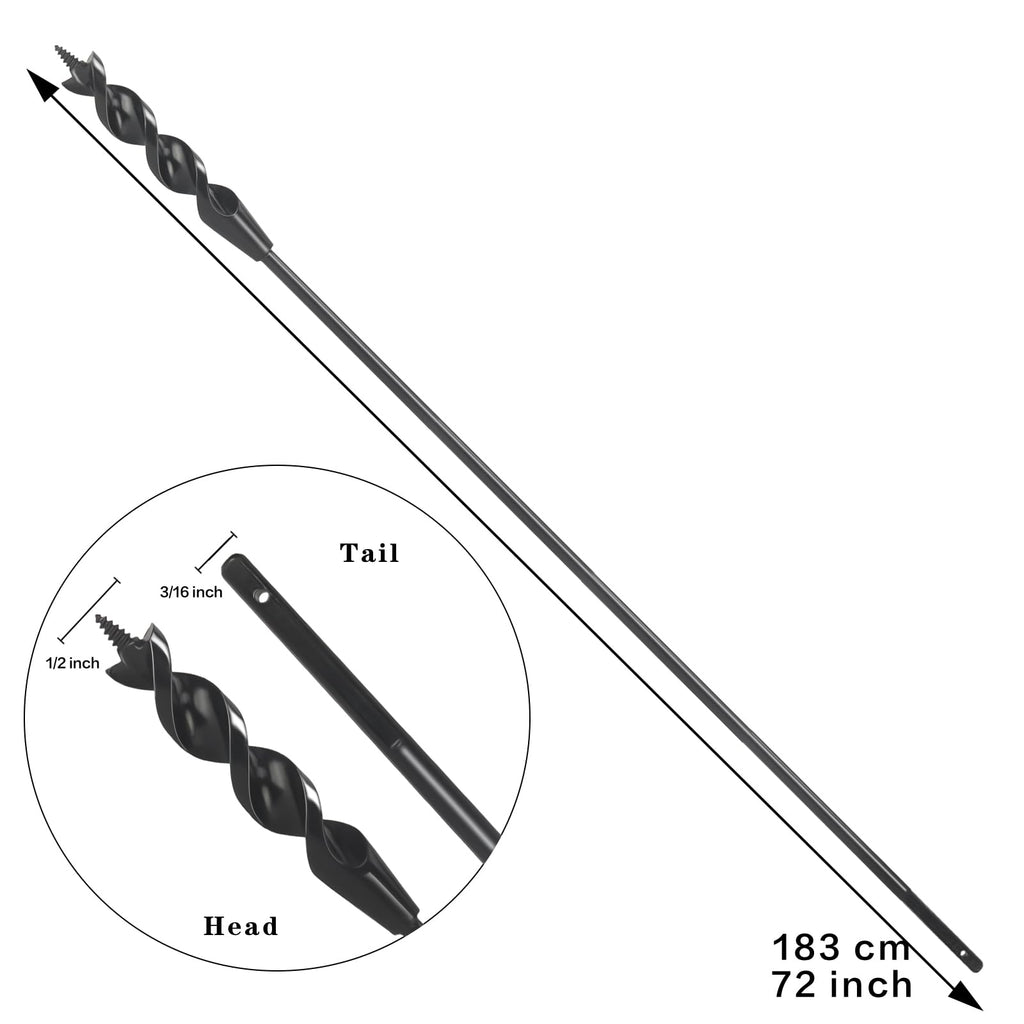 YY-LC Flexible Drill Bit for Wire Pulling,1/2 x 72 in. Flex Auger Drill Bit
