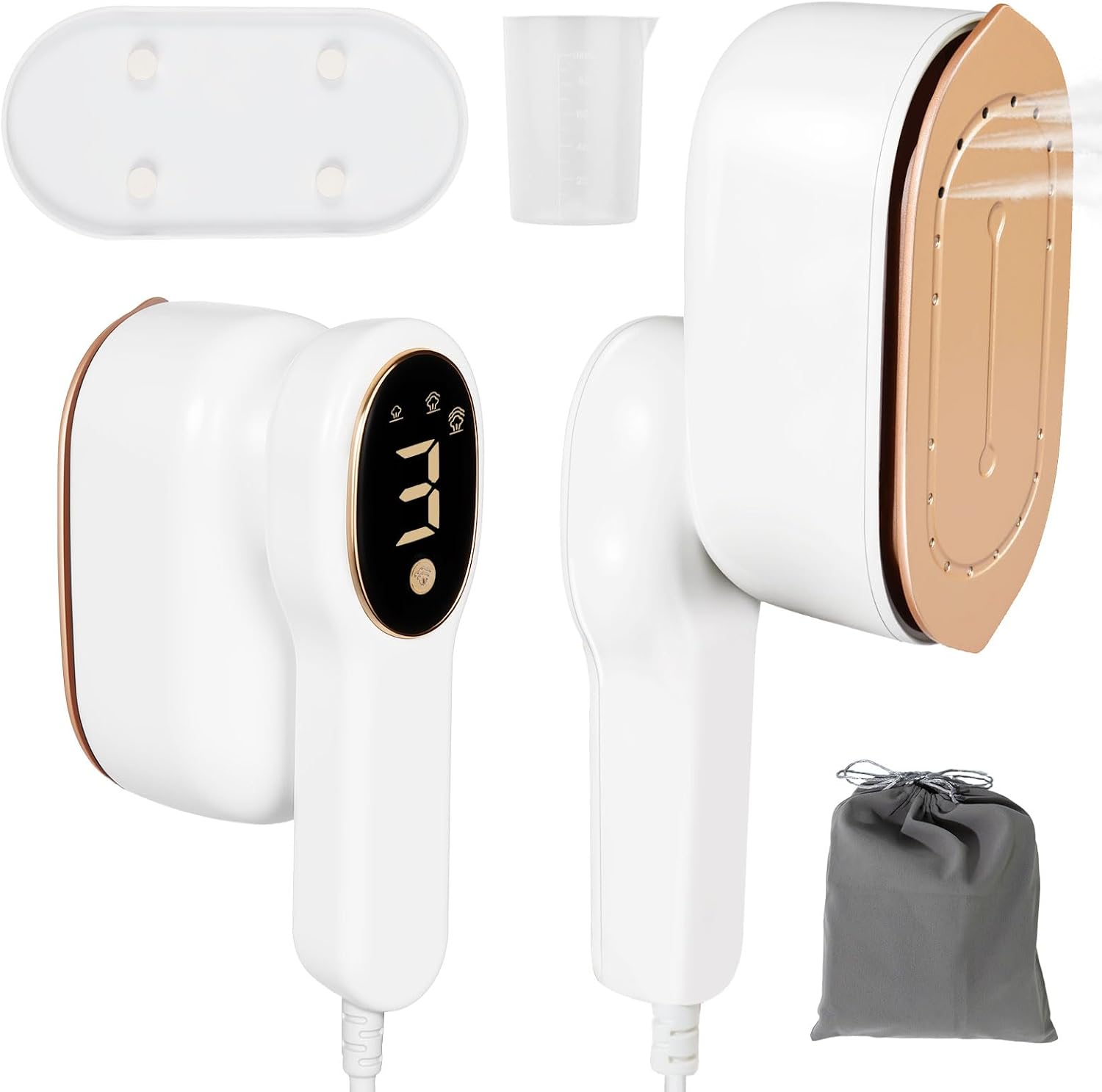 Smart Travel Steamer for Clothes, 1200W Handheld mini travel Steam All-in-One Portable Steamer Iron with LCD Display