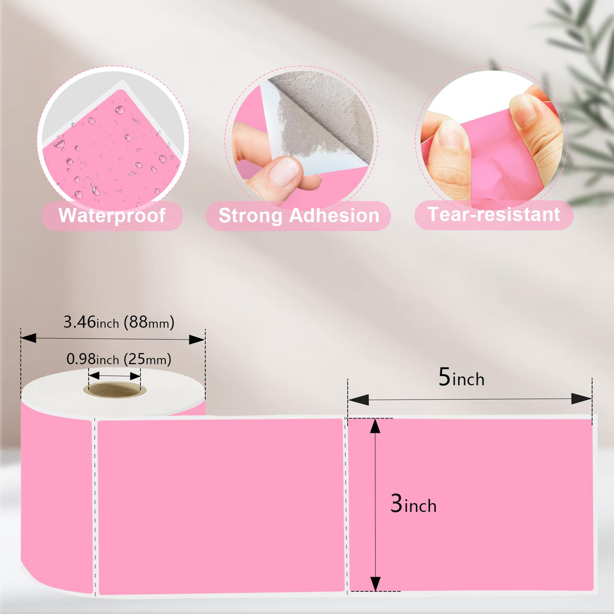 3 X 5 Inch Printable Waterproof Rectangle Color Coding Labels, 300 Per Roll Adhesive Color Coding Stickers for