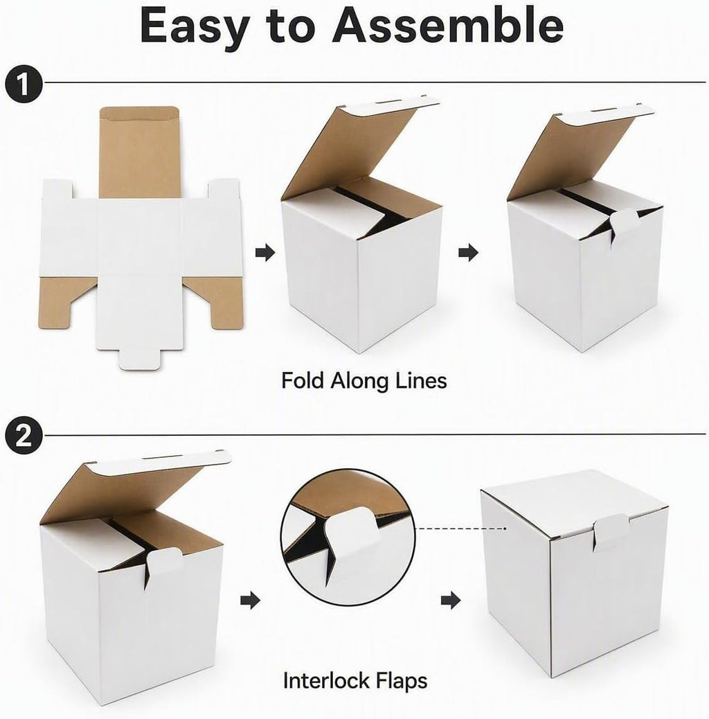 25 Pack 5x5x5 Inch White Corrugated Cardboard Shipping Boxes