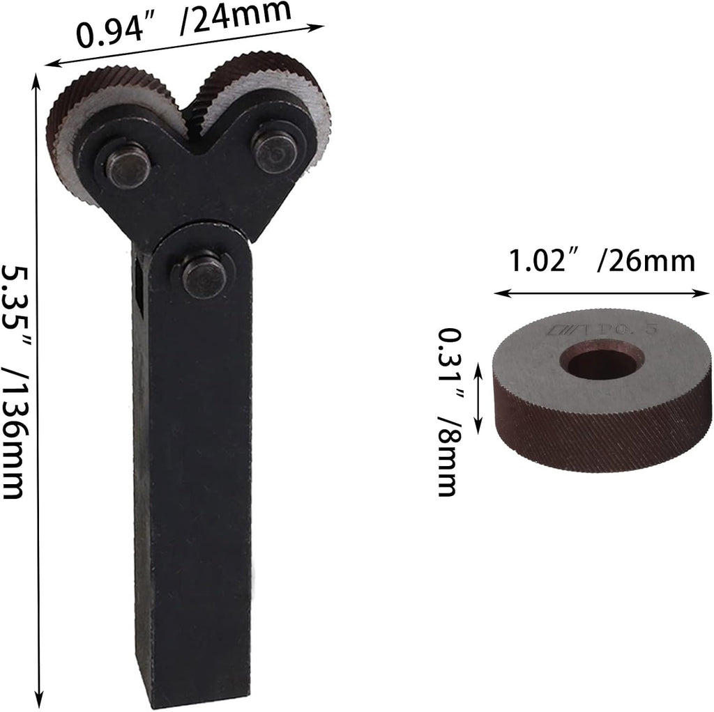 Rotating Head Knurling Tool Pitch Diagonal Coarse Linear Dual Wheels 0.5mm 1mm 2mm with 1.5mm Pitch Pack of 7