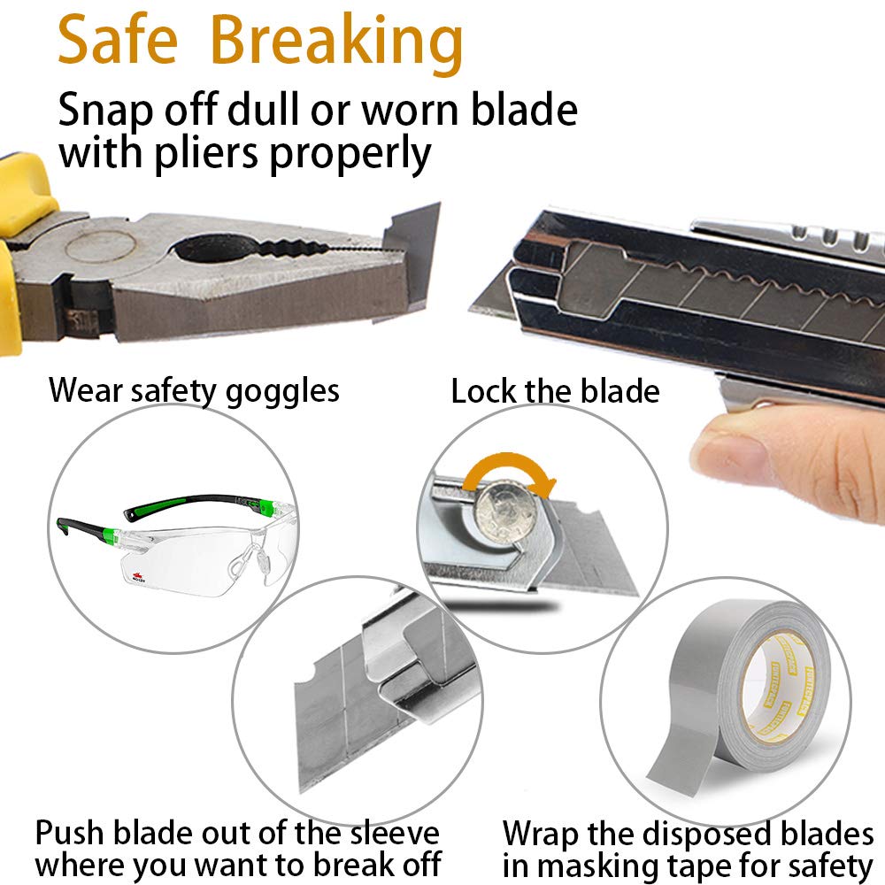Utility Knife, Box Cutter Retractable,5 Pcs Blades Inside