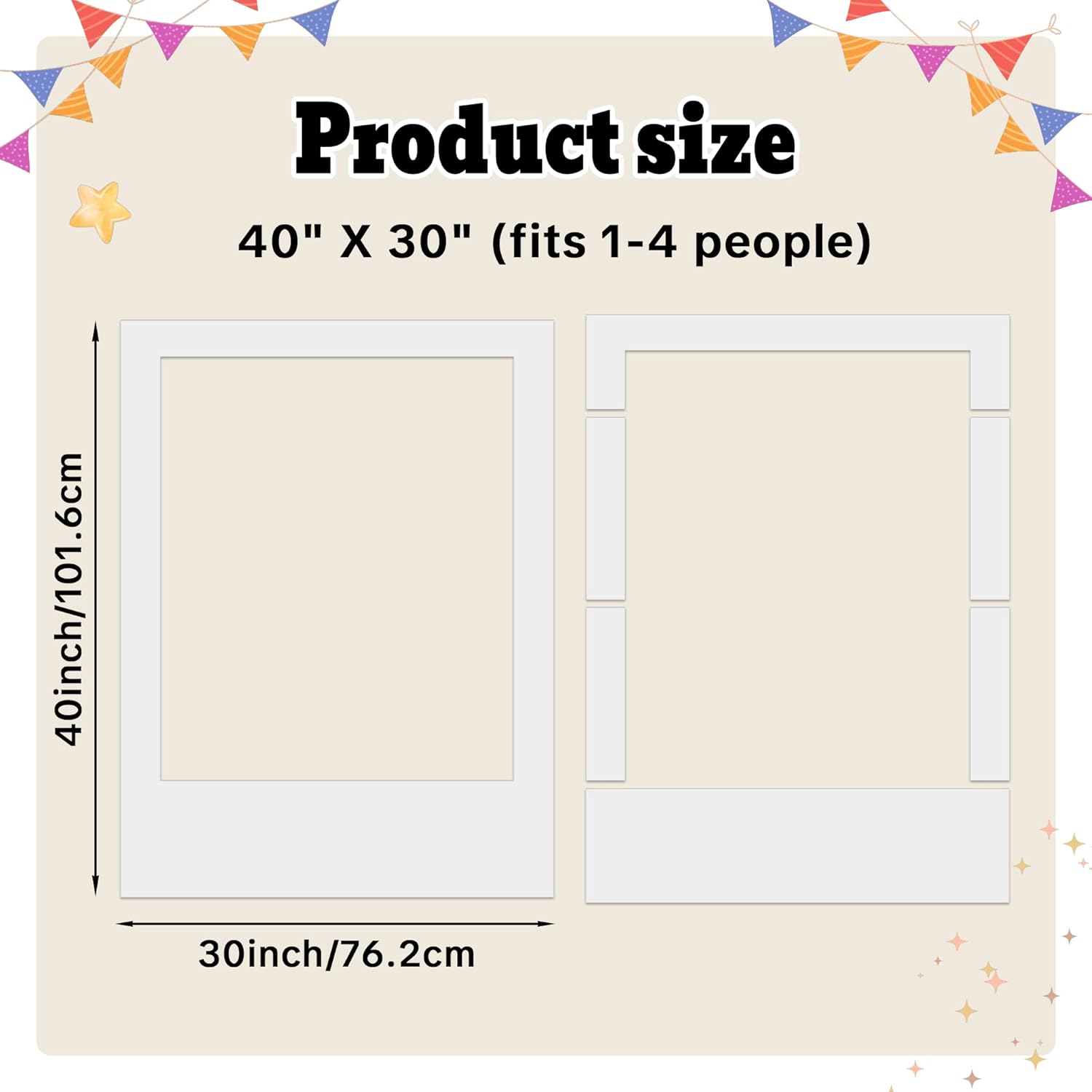 40 x 30 Inch Large Photo Booth Frame Selfie Frame,Blank DIY Cutout Props for Birthday,Wedding Photo Prop,Graduation
