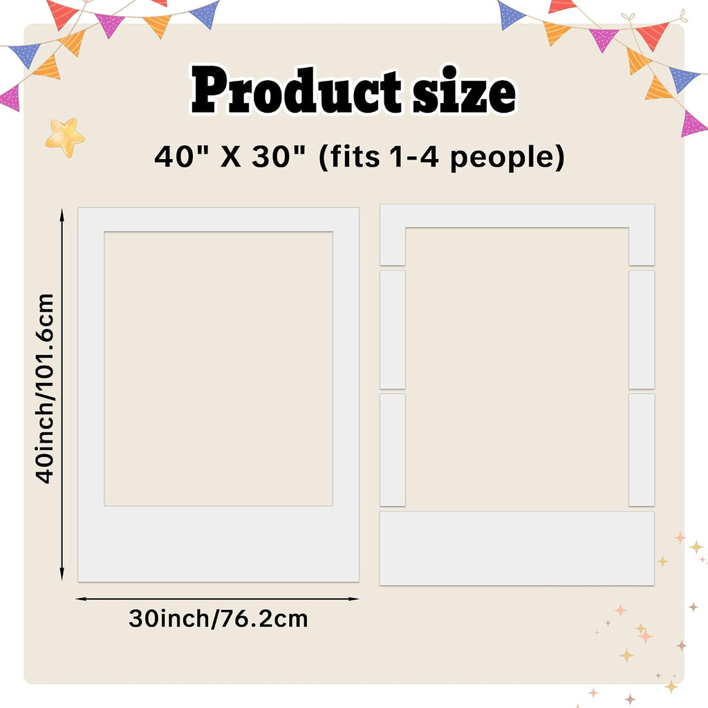 Black Large Wedding Welcome Sign Stand with DIY Blank Selfie Frame (40" x 30") - Customizable Photo Booth Prop for