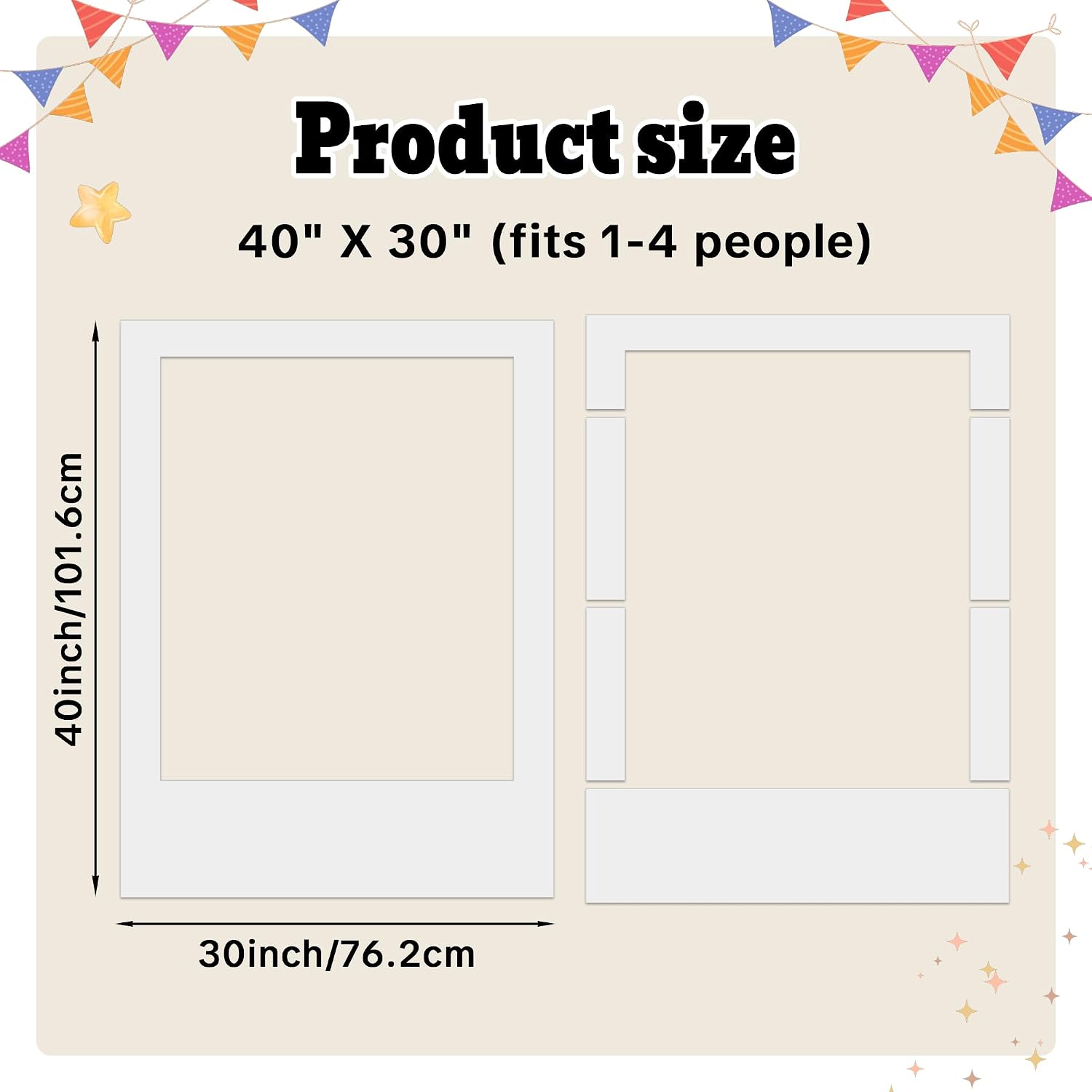 Black Large Wedding Welcome Sign Stand with DIY Blank Selfie Frame (40" x 30") - Customizable Photo Booth Prop for