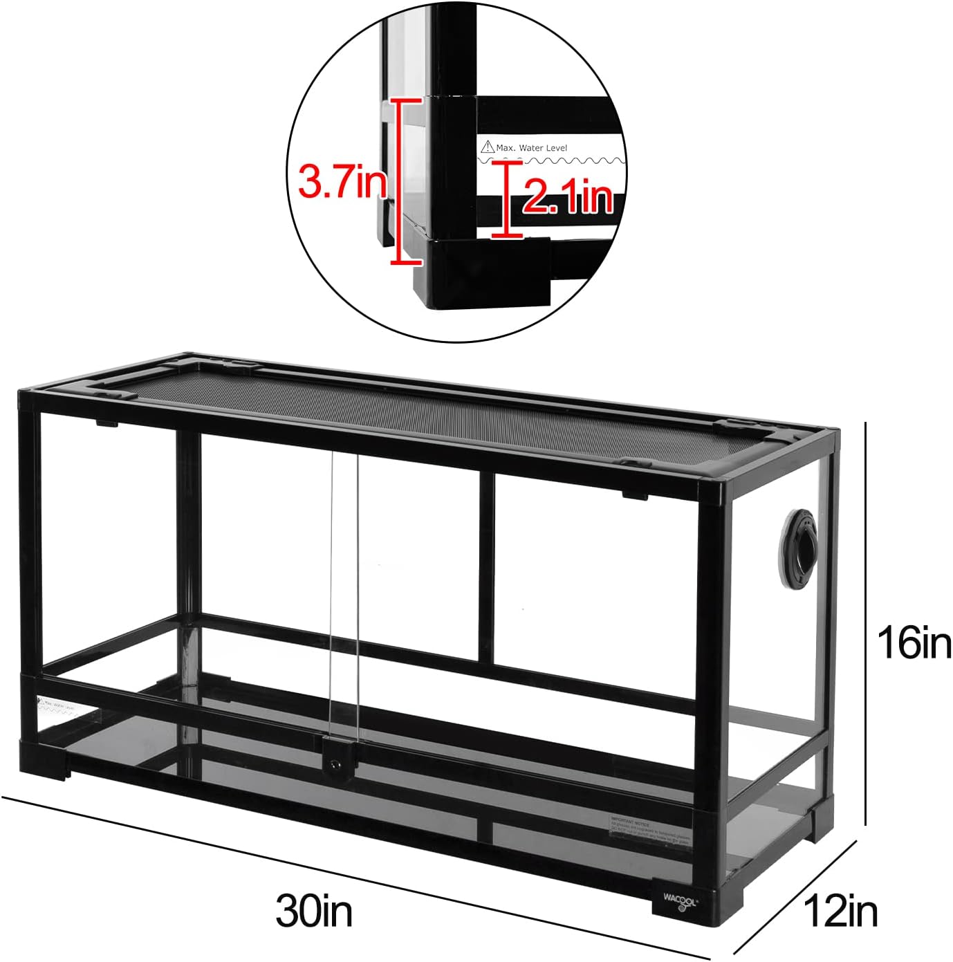 Large Reptile Tank 25 Gallon, 360°Full Vision Glass Reptile Terrarium with Top Mesh Lid for Beaded Dragon Lizard