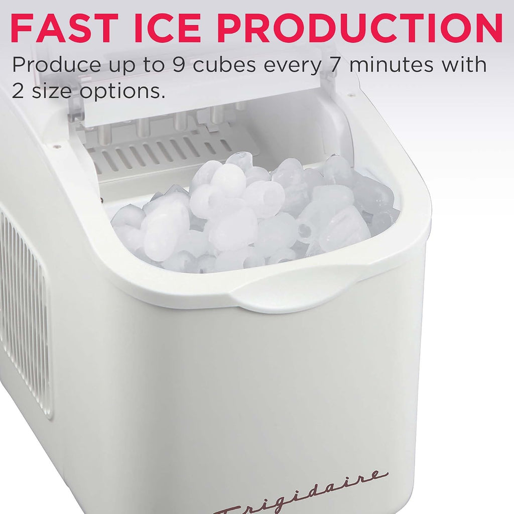 Retro Compact Ice Maker Machine, Bullet Ice, 26 lb per Day (White)