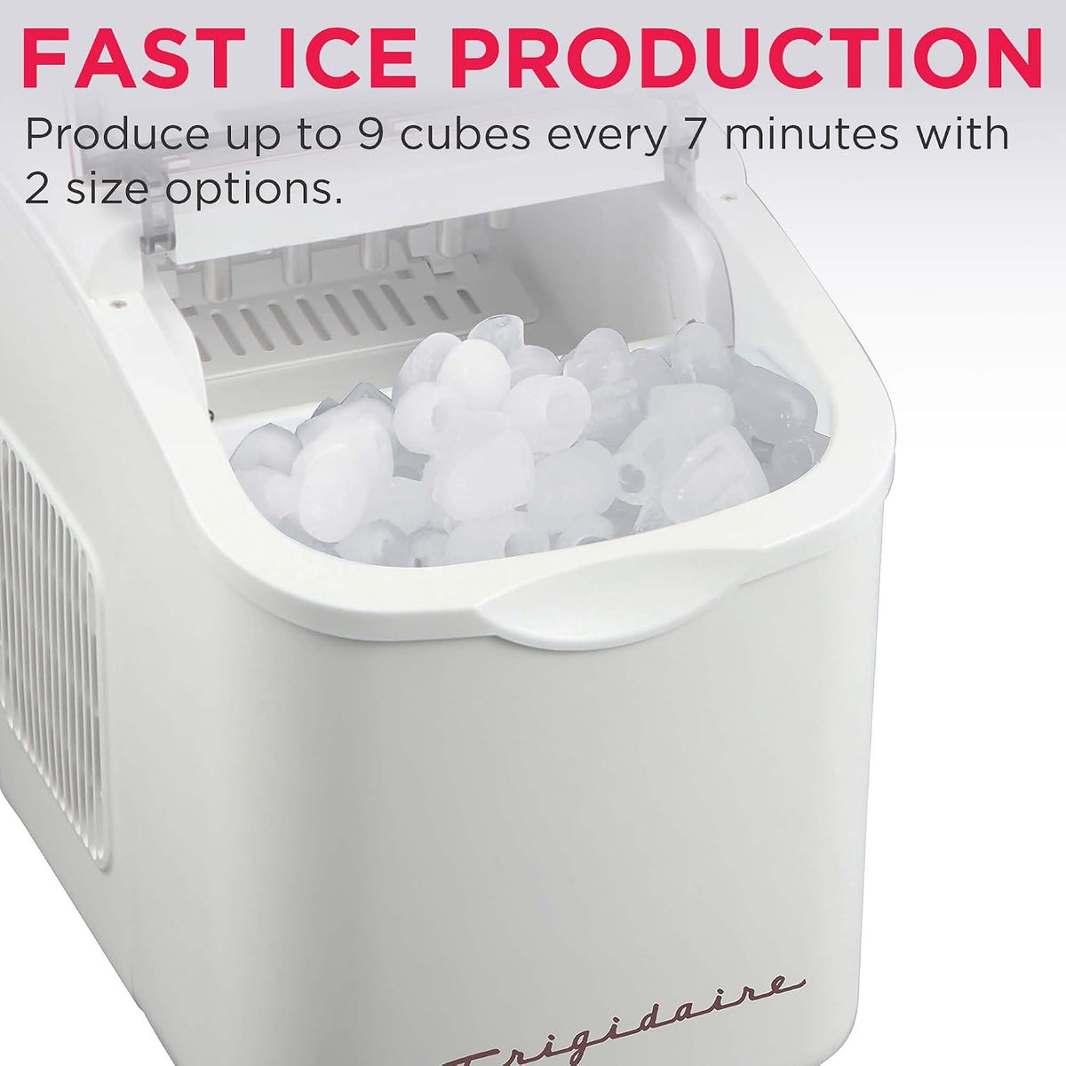 Retro Compact Ice Maker Machine, Bullet Ice, 26 lb per Day (White)