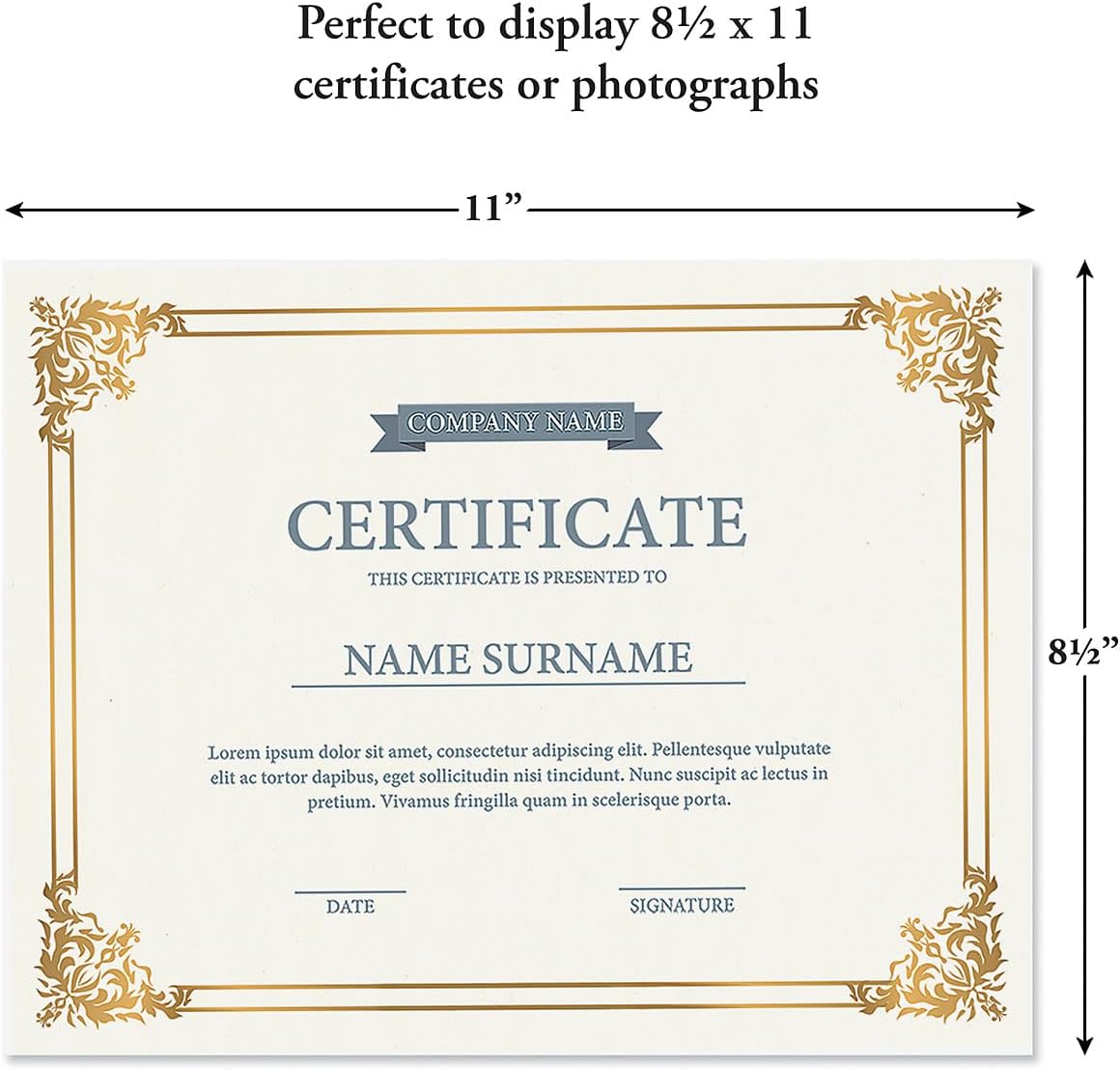 Walnut Certificate Award Plaque - Slide-In 8.5x11 Certificate or Diploma, Wall Frame | Walnut, Slide-In Design, 11 x