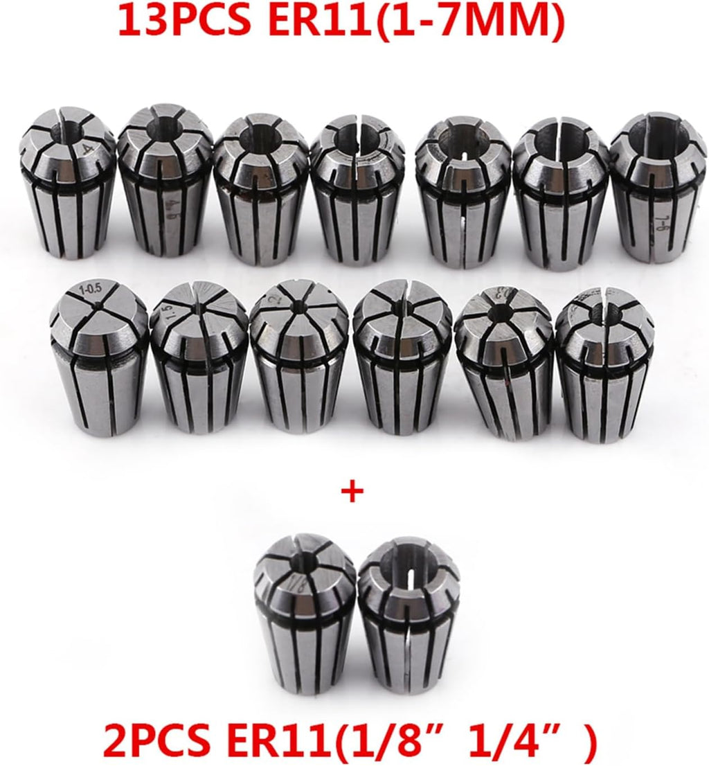 15PCS ER11 Collet Set Spring Collet Chuck CNC Spindle Collets