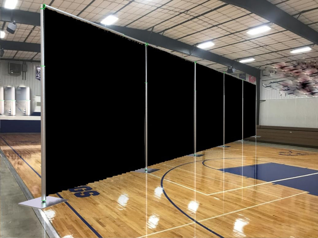 Adjustable Heavy Duty Portable 10FT X 50FT Pipe and Drape Backdrop Kit (Black Drape) Quick Set Up Without Tools for