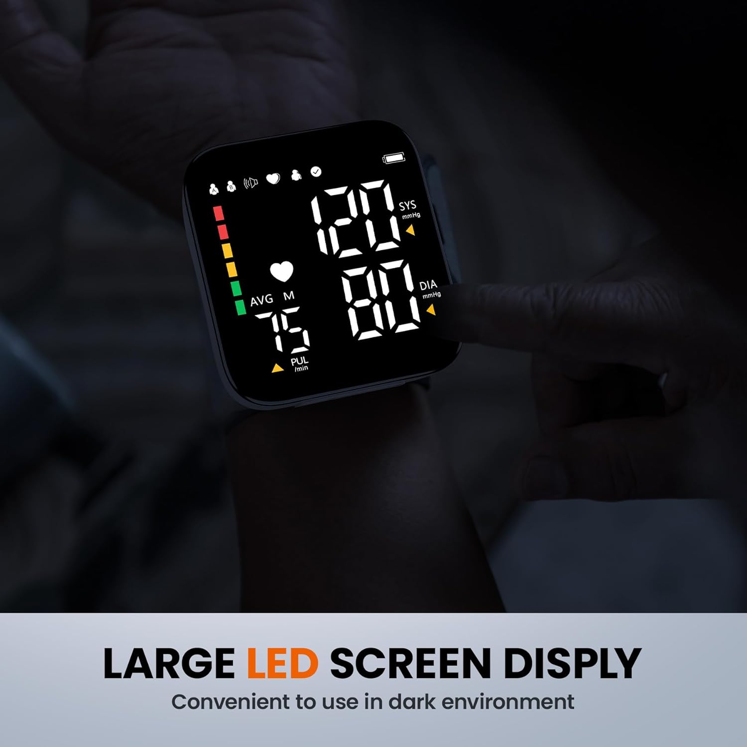 Blood Pressure Monitor Rechargeable Wrist Blood Pressure Cuff Adjustable Digital BP Machine 2x90 Readings Voice