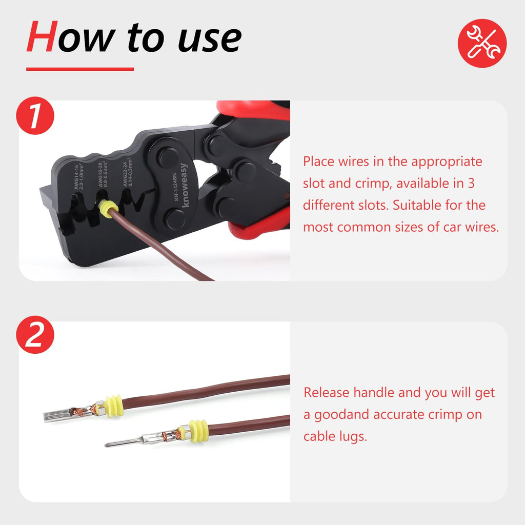 Knoweasy Weather Pack Crimp Tool for AWG 24-14 Delphi Weather Pack Terminal