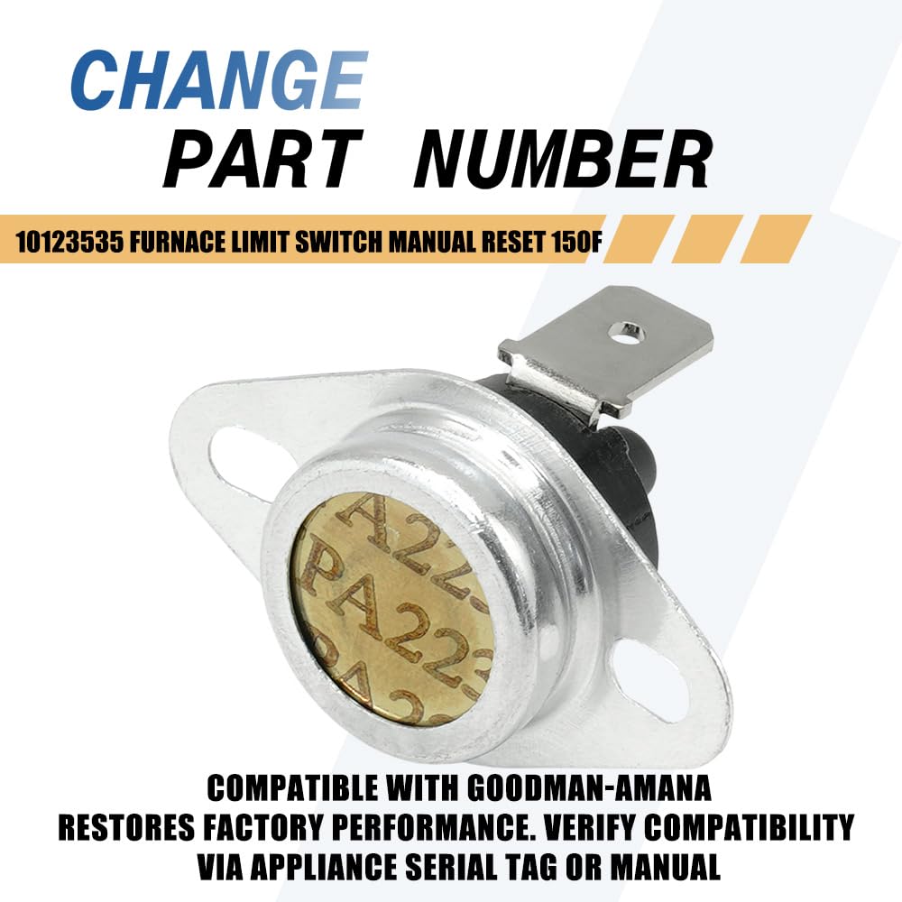 2-Pack 10123535 Furnace Limit Switch Manual Reset 150F Compatible with Goodman-Amana