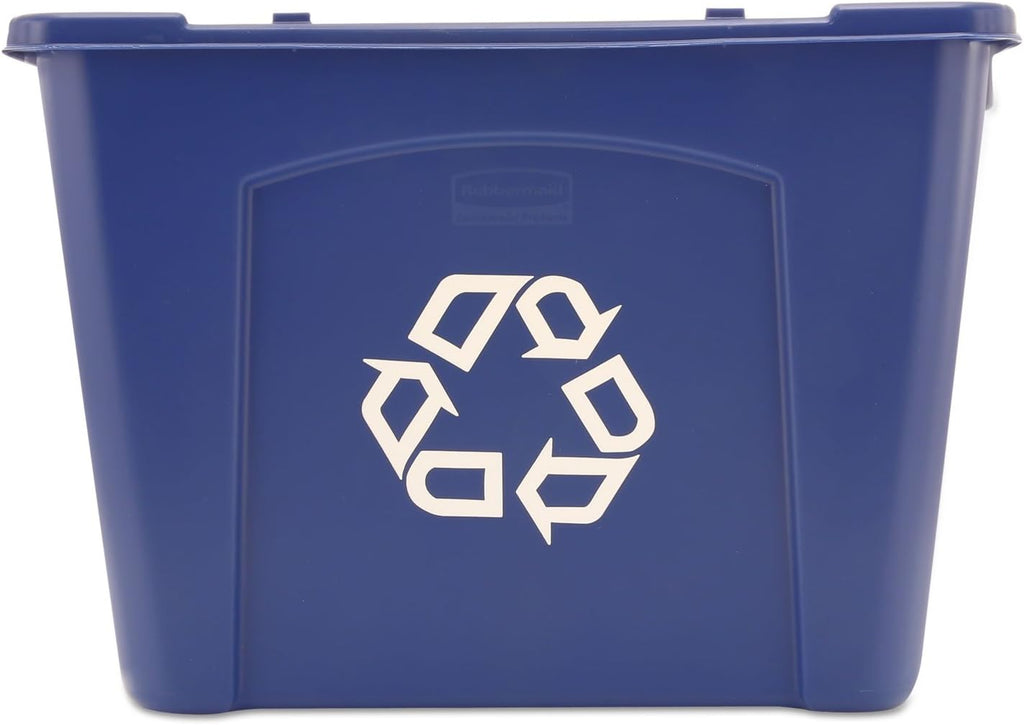 Recycling Bin/Box, Stackable, 14 GAL, Blue, for Indoors/Outdoors/Garages/Homes/Commercial Facilities
