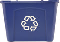 Recycling Bin/Box, Stackable, 14 GAL, Blue, for Indoors/Outdoors/Garages/Homes/Commercial Facilities