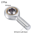 uxcell 2pcs SA14TK POSA14 Spherical Rod End Bearing 14mm Bore Self-Lubricated Joint Bearing M14x2.0 Left Hand Male Thread Connector