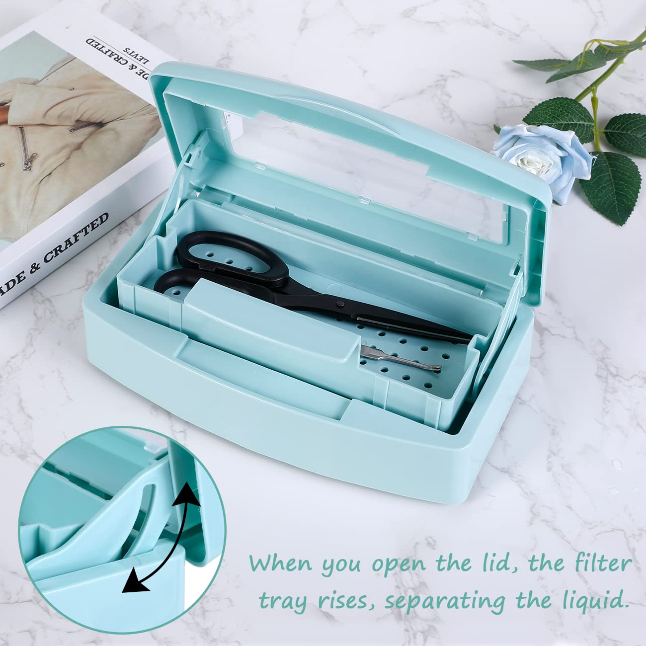 Barbicide Disinfectant Box Nail Art Tools Sanitizing Tray Disinfectant Container Nail Tool Sterilizer Box Plastic