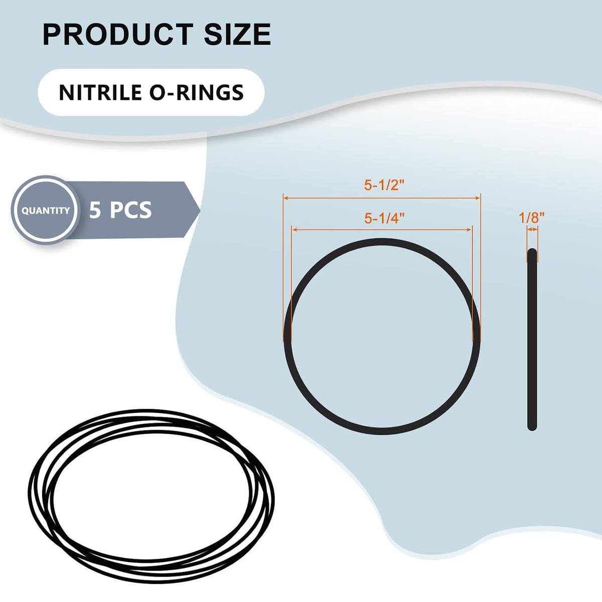 252 Buna-N O-Ring 70 Duro, 5-1/4" ID x 5-1/2" OD x 1/8" Width