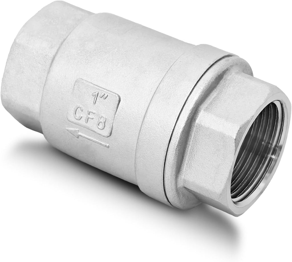 1" NPT Vertical Spring Check Valve, Stainless Female Thread, 1000 WOG, DN25