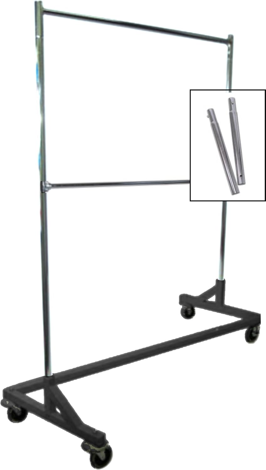 Industrial Strength Z Rack with Add-On Hangrail and Built-in Height Extensions - Available in Black, Orange, and