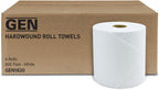 Hardwound Roll Towels - White, 8-Inch x 800 ft, 6 Rolls/Carton