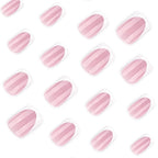 White French Tip Press on Nails Square Short Fake Nails Nature False Nails Press ons Glossy Acrylic Nails Reusable